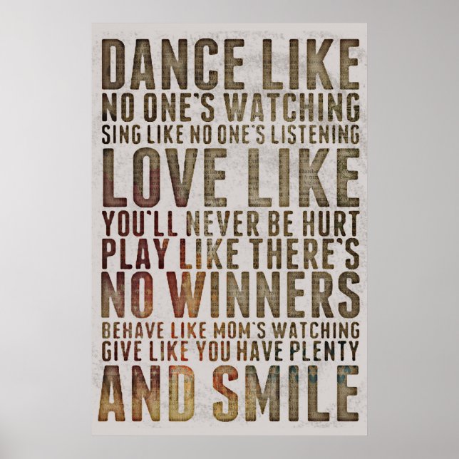 Inspirational Motivational Quote Stylish Dance Poster (Front)