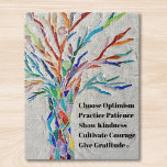 Inspirational Motivational Quote Tree Jigsaw Puzzle<br><div class="desc">Inspirational Motivational Tree Jigsaw Puzzle.
This decorative puzzle features a mosaic tree in rainbow colors and an inspiring quote.
Because we create our own artwork you won't find this exact image from other designers.
Original Mosaic © Michele Davies.
Original Quote © Michele Davies.</div>