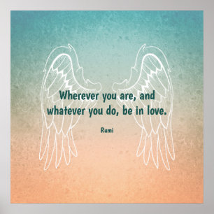 Inspirational Motivational Rumi Quote Angel Wings Poster