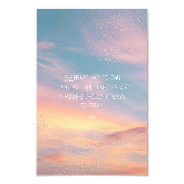 Inspirational Motivational Rumi Quote Stars Clouds Photo Print (Front)