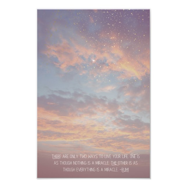 Inspirational Motivational Rumi Quote Stars Clouds Photo Print (Front)