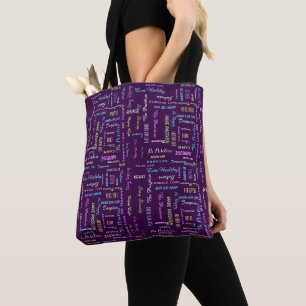 Inspirational Motivational Words Purple Tote Bag
