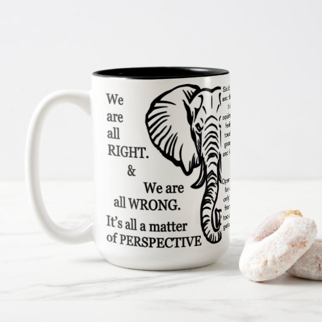 Inspirational Mug - The Blind Men and the Elephant (With Donut)