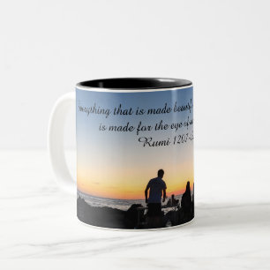 Inspirational Mug with Sunset and Rumi Quote