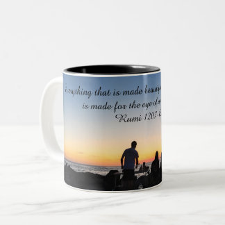 Inspirational Mug with Sunset and Rumi Quote