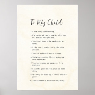 Inspirational Mum to Child Poster