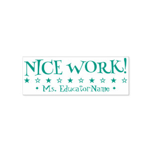 Inspirational "NICE WORK!" Educator Rubber Stamp
