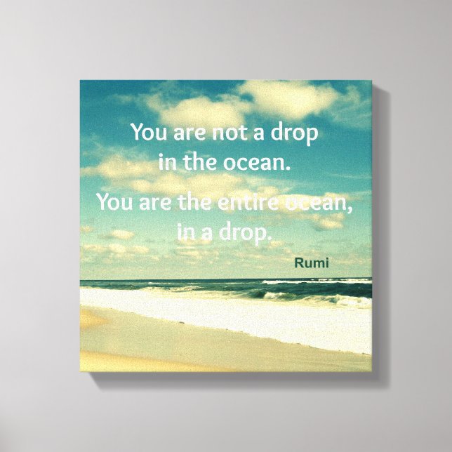 INSPIRATIONAL OCEAN QUOTE RUMI PHOTO ART CANVAS PRINT (Front)