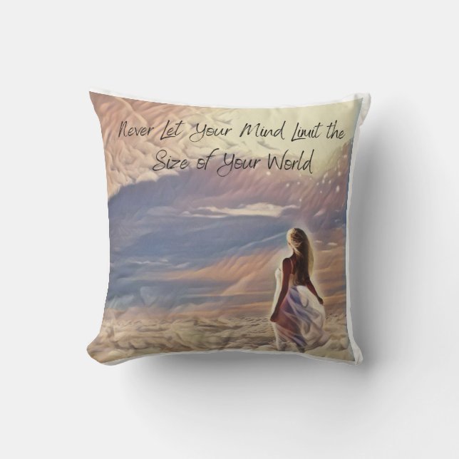 Inspirational, oil painting style throw pillow (Front)