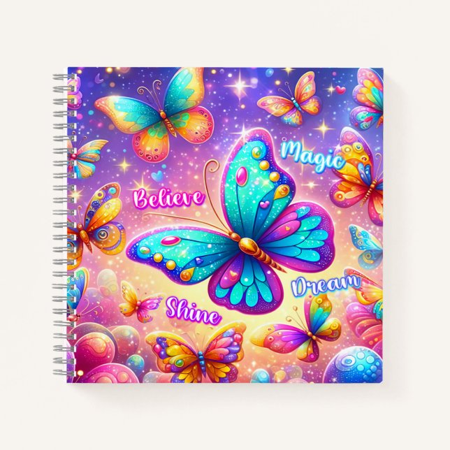 Inspirational Ombre Butterfly Notebook (Front)