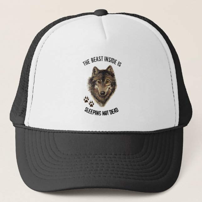 Inspirational or Motivational Quote Wolf Animal Trucker Hat (Front)