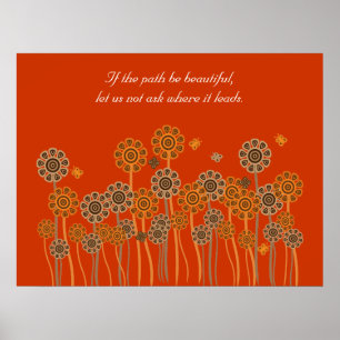 Inspirational orange retro garden poster