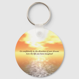 Inspirational Orange Sunset Over Calm Sea Keyring