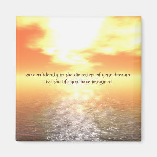 Inspirational Orange Sunset Over Calm Sea Magnet