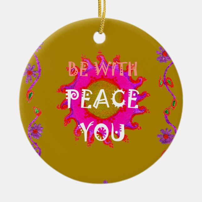 Inspirational Peace Be With You Vector Design Art Christmas Tree Decoration (Front)