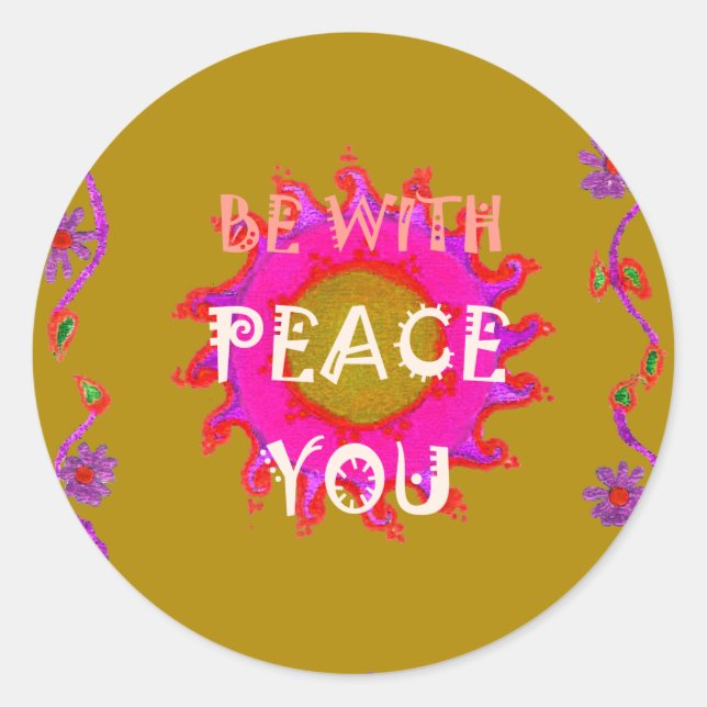 Inspirational Peace Be With You Vector Design Art Classic Round Sticker (Front)