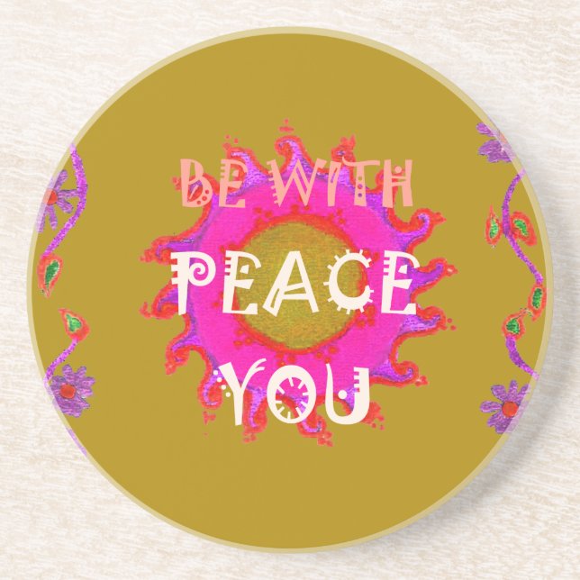 Inspirational Peace Be With You Vector Design Art Coaster (Front)