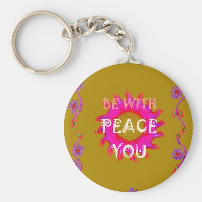 Inspirational Peace Be With You Vector Design Art Key Ring (Front)