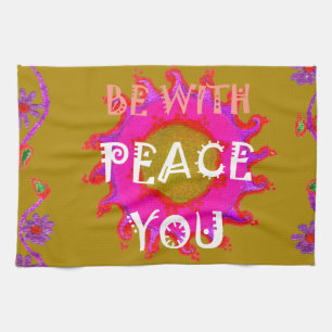 Inspirational Peace Be With You Vector Design Art Tea Towel