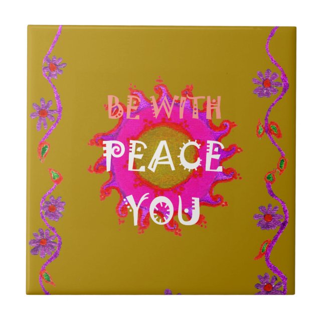 Inspirational Peace Be With You Vector Design Art Tile (Front)