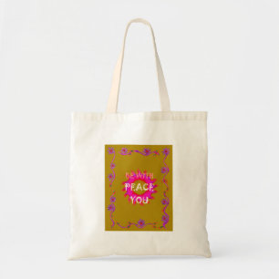 Inspirational Peace Be With You Vector Design Art Tote Bag