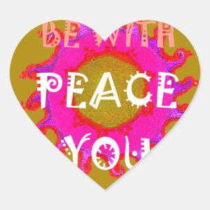Inspirational "Peace Be With You" Vector Design Heart Sticker