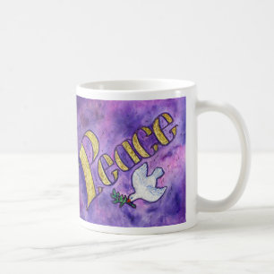 Inspirational Peace Word Art Coffee Mugs