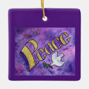 Inspirational Peace Word Art Custom Gift Ornaments