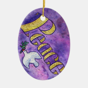 Inspirational Peace Word Art Custom Gift Ornaments