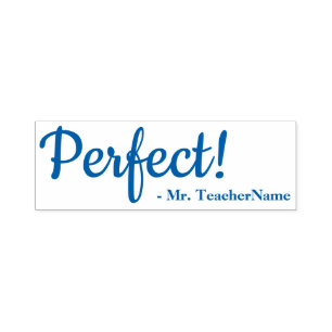 Inspirational "Perfect!" + Custom Tutor Name Self-inking Stamp