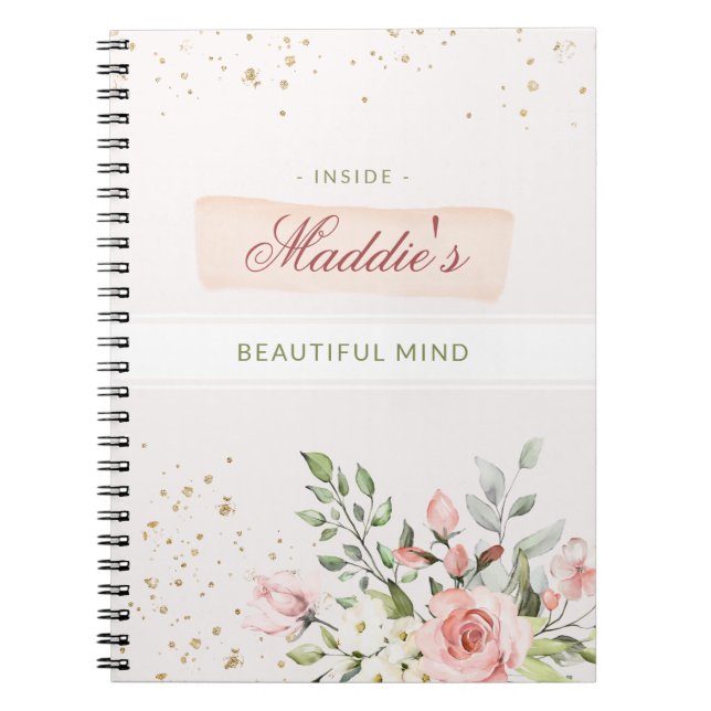 Inspirational Personal Diary Thoughts Chic Floral  Notebook (Front)