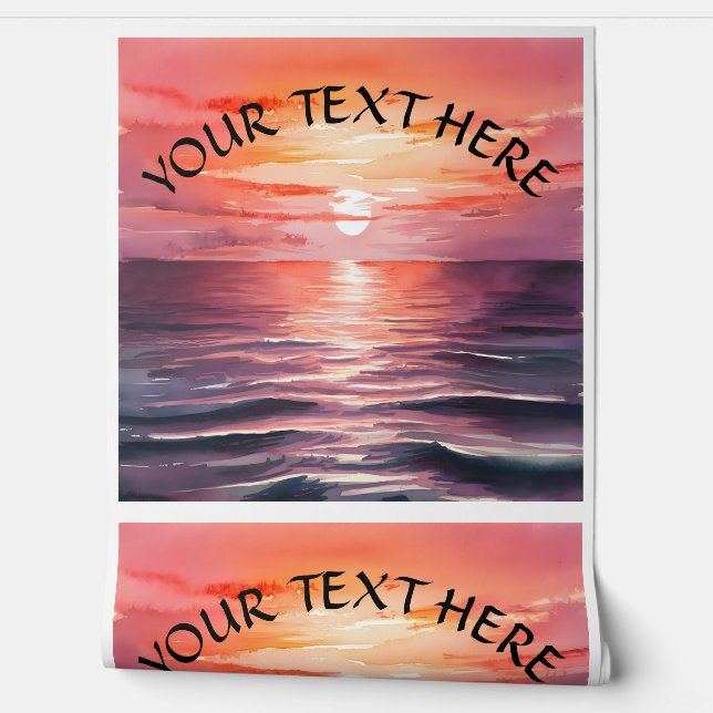 Inspirational Personalise Text Sunset Watercolor Wallpaper (Unrolling)