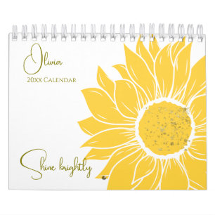 Inspirational personalised Shine Brightly Girl  Calendar