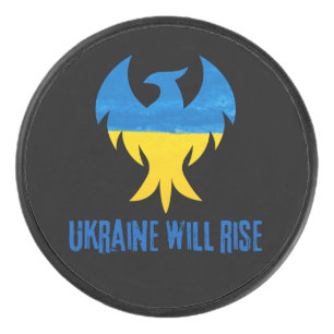 Inspirational Phoenix Rising Ukraine Colours  Hockey Puck