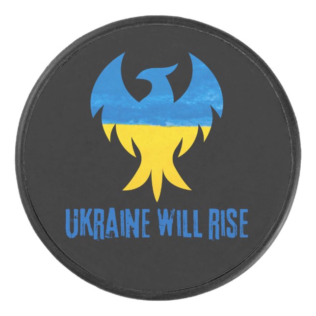 Inspirational Phoenix Rising Ukraine Colours  Hockey Puck (Front)