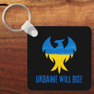 Inspirational Phoenix Rising Ukraine Colours Key Ring