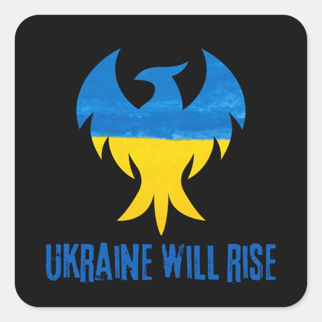 Inspirational Phoenix Rising Ukraine Colours  Square Sticker (Front)