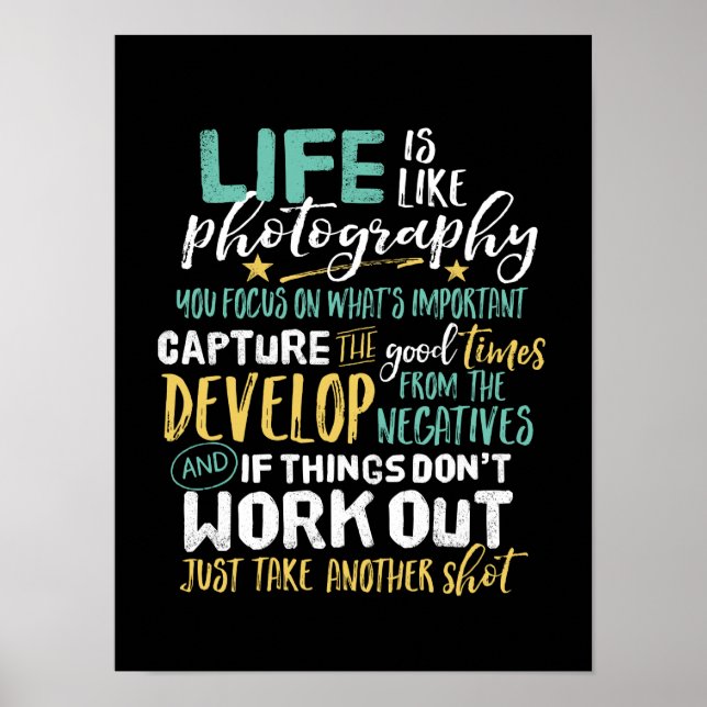 Inspirational Photography Life Quote Photographer Poster (Front)