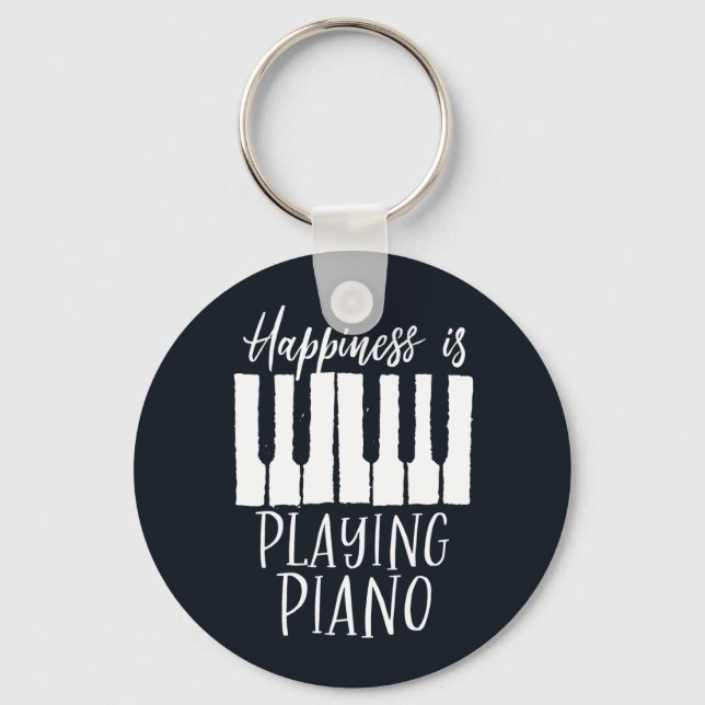 Inspirational Pianist Happiness is Playing Piano Key Ring (Front)