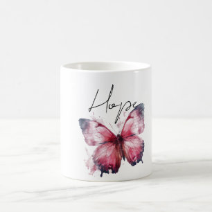 Inspirational Pink Hope Butterfly Coffee Mug