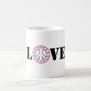Inspirational Pink Love Peace Hearts Coffee Mug