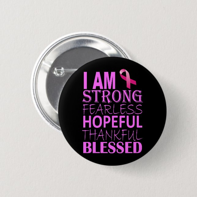 Inspirational Pink Ribbon Affirmation 6 Cm Round Badge (Front & Back)