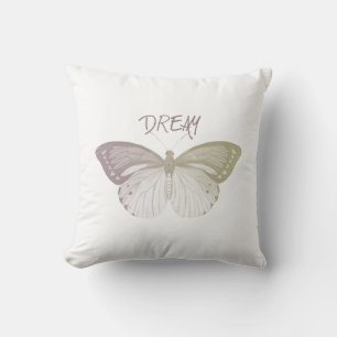 Inspirational Pink Yellow Dream Butterfly Cushion