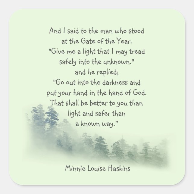 Inspirational Poem Quote Put your Hand in God's Square Sticker (Front)
