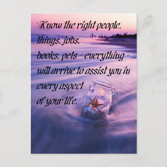 Inspirational positive beach theme quote postcard (Front)