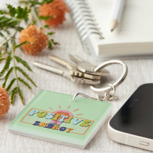 Inspirational Positive Energy Wordart Keychain