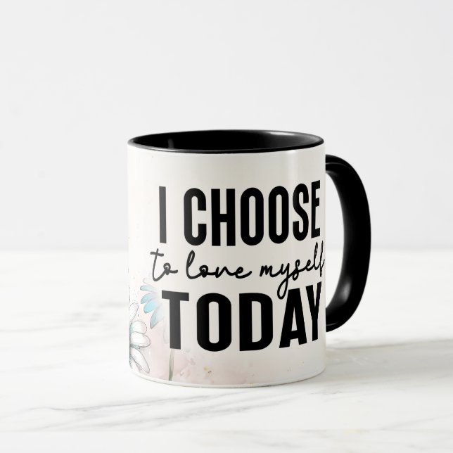 Inspirational/Positive Floral Quote Wrap  Mug (Front Right)