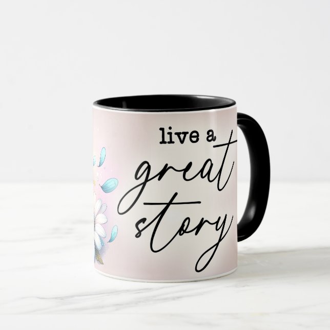 Inspirational/Positive Floral Quote Wrap  Mug (Front Right)