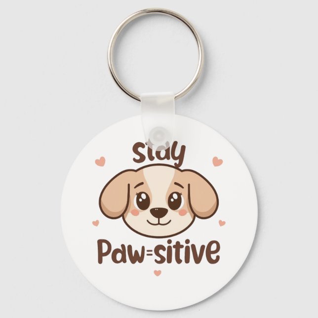 Inspirational Positive Puppy Message Key Ring (Front)