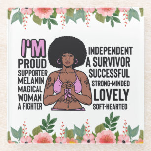 Inspirational Positive Words Affirmation Sista Bla Glass Coaster